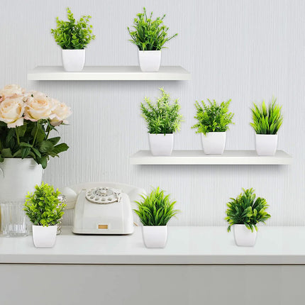 Dekorly Artificial Potted Plants, 8 Pack Artificial Plastic Eucalyptus Plants Small Indoor Potted Houseplants, Small Faux Plants for Home Decor Bathroom Office Farmhouse (Set 0F 8) 