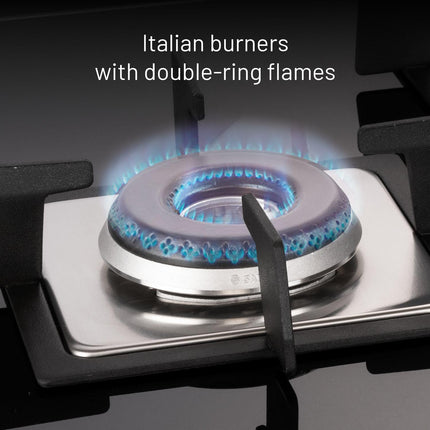 Glen Hob Top 3 Burner Built In Hob In Glass Hob Gas Stove 3 Burner Auto Ignition | 8 MM Toughened Glass | Italian Burner with Double Ring Flame Warranty 2 Years Standard (1073 SQ HT IN 70) 