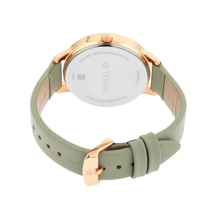 Titan Women's Precision Simplicity Analog Watch: Green Gradient Dial with Leather Strap-NS2648WL01 