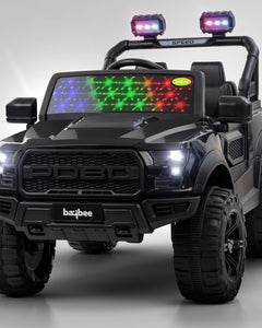 Baybee Bronco Battery Operated Jeep for Kids, Ride on Toy Kids Car with RGB Windshield Light & Music | Electric Jeep Battery Car | Baby Big Car for Kids to Drive 3 to 8 Years Boys Girls (Black) 