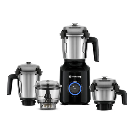 Atomberg Zenova Mixer Grinder | Unique Coarse Mode for Silbatta-like Texture | Intelligent BLDC Motor | Safety Features | 4 Jars including Chopper | Hands-Free Operation (Black) 