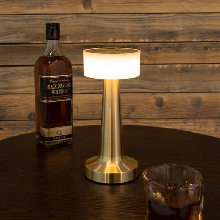 NYRWANA Table Lamp | 2000 mAh Battery | Lamps for Bedroom, Night Lamp, Table Lamp for Bedroom & Living Room, Bedside Lamp, Stepless Dimming, 3 Colour Touch Control, Wireless Charging - Metal (Gold) 