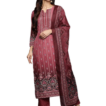 Libas Women's Poly Crepe Kurta Sets (34215_Maroon 