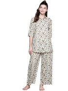 Libas White Printed Cotton Night Suit 