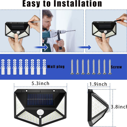 BRITSPEAR Waterproof Solar 100 LED Lights for Outdoor Use in Gardens, Patios, Garages, Decks, Pathways, and Porches Solar Lights Outdoor Motion Sensors with 3 Modes (Classic) 