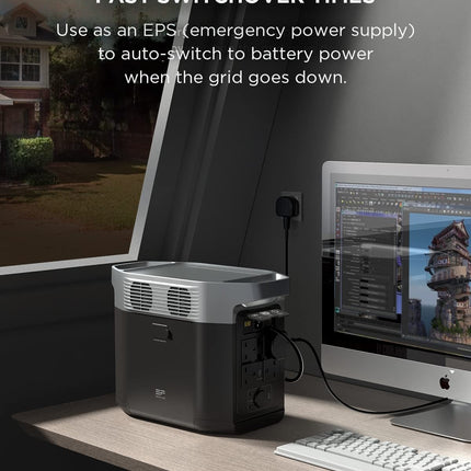 EF ECOFLOW Portable Power Station DELTA 2, 1024Wh LiFePO4 Battery, 10 Yr Life, 0% - 100% Charge in 80 mins, Power 13 Appliances at once, 230V - 50Hz India Voltage, Home Backup with <30 ms switch-over 