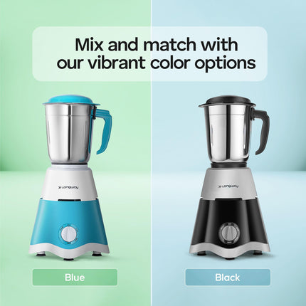 Longway Super Dlx 750 Watt Juicer Mixer Grinder with 4 Jars for Grinding, Mixing, Juicing with Powerful Motor | 2 Years Warranty | (White & Blue, 4 Jars) 