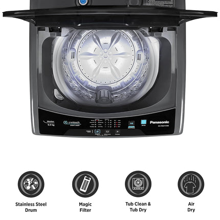 Panasonic 6 Kg 4 Star Fully-Automatic Top Load Washing Machine ( NA-F60LF1HRB, Grey, Durable Metal Body, 8 Wash Program, Aquabeat wash technology, One touch smart wash) 