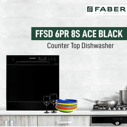 Faber table top 8 Place Setting Dishwasher (FFSD 6PR 8S Ace Black) 