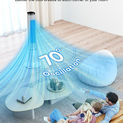 HIFRESH Air Cooler for Home, 107CM Tower Cooler w/Remote & LED Touch Screen, 4 Mode & 3 Speed, 12H Timer, 26 Feet Air Delivery, 4L Water Tank, 4 Ice Packs, 70° Swing Control, 80W Low Power Consumption 