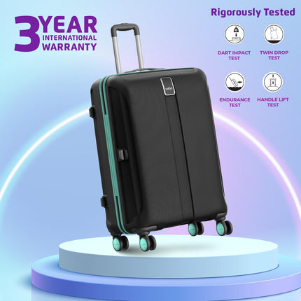 Safari Thorium Neo 8 Wheels 55 Cm Small Cabin Trolley Bag Hard Case Polycarbonate 360 Degree Wheeling System Luggage, Trolley Bags for Travel, Suitcase for Travel, Black 