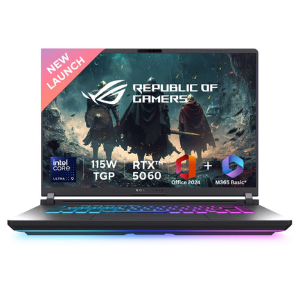 ASUS ROG Strix G16, Intel Core Ultra 9 275HX, Gaming Laptop(RTX 5060-8GB/115W TGP/16GB/1TB /2.5K QHD+/16"/240Hz/90WHrs/Windows 11/M365 Basic (1Year)*/Office Home 2024/Eclipse Gray/) G615LM-S5128WS 