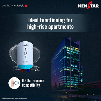 Kenstar Radix |3L|3000-Watts Powerful Heating | Electric Instant Water Heater (Geyser) |High Grade SS Tank with Advanced 4 Level Safety| Rust-Proof| White| Wall Mounting 
