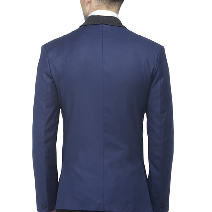 FAVOROSKI Designer Men's Slim Italian Fit Shawl Collar Tuxedo Suit Blazer (Navy Blue, 4XL) 