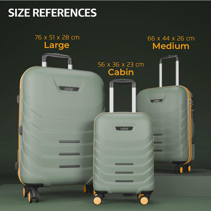 Safari Crescent 8 Wheels 76cm Large Check-in Trolley Bag Hard Case Polycarbonate 360 Degree Wheeling System Luggage, Travel Bag, Suitcase for Travel, Trolley Bags for Travel, Thyme Green 