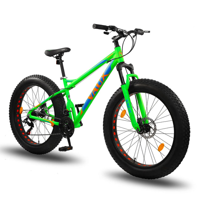 Vaux Joggers Fat Bike Cycle for Men with 21 Speed Gear & Aluminum Alloy Frame, Big Tyre Cycle for Boys 15 Years with 26x4.0inch Tyres, Lockout Front Suspension Fork & Double Disc Brakes(Green) 