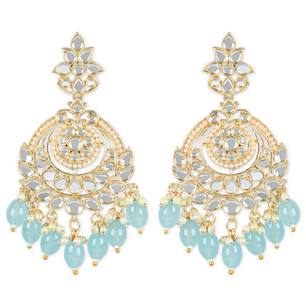 I Jewels Gold Plated Traditional Handcrafted Pearl Kundan Beaded Earrings for Women (E3020) 