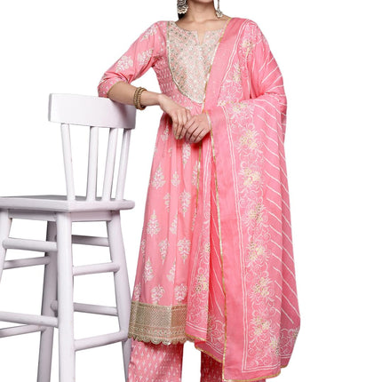 Libas Women's Pure Cotton Kurta Sets (34251_Pink 