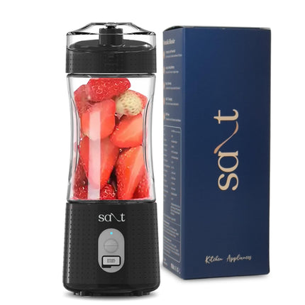 Salt PureBlend Sport Portable Blender for Smoothies, Protein Shakes, Crushing Ice | Sipper Lid | 4000 mAh Battery, USB-C Port | 230W Motor | 400 ML (Black) 