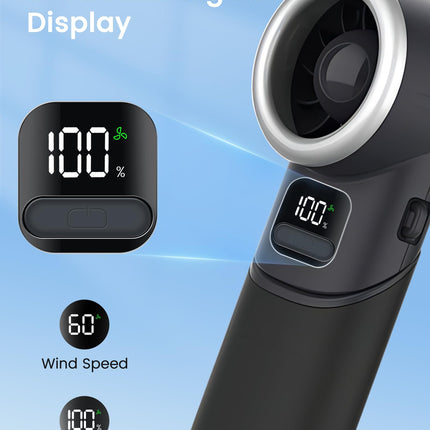 MERTTURM® Handheld Fan, Portable Mini Hand Fan, 3600mAh USB Rechargeable Turbo Fan[11H Cooling], Powerful Small Desk Fan with LED Display/5 Speed, Personal Foldable Fan for Home Travel Office Outdoor 