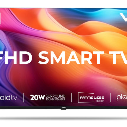 VW 109 cm (43 inches) Playwall Frameless Series Full HD Android Smart LED TV VW43F2 (Black) 