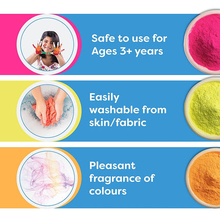 Holi Gifts - Haldiram Mewa Dry Fruit Gujia Sweet Box, Cock Herbal Non Toxic Gulal Colours Pack of 2 