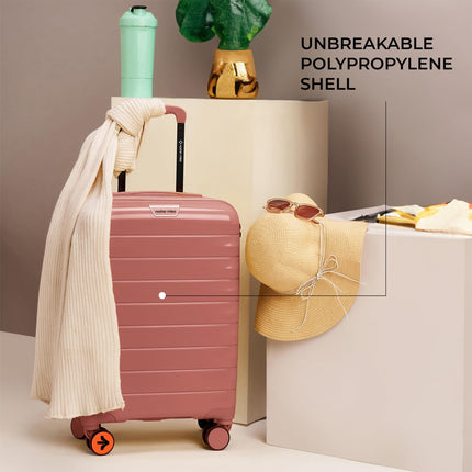 Nasher Miles Vienna Hard-Sided Polypropylene Cabin Luggage Pink 20 Inch |55cm Trolley Bag Small 