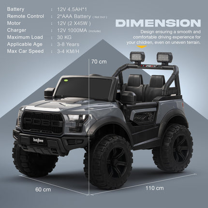 Baybee Bronco Rechargeable Battery Operated Jeep for Kids, Ride on Toy Kids Car with Light & Music | Electric Jeep Battery Car | Baby Big Car for Kids to Drive 3 to 8 Years Boys Girls (Grey) 