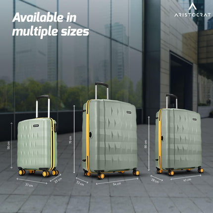 Aristocrat Polycarbonate Spinner Comet Cabin Trolley Bag 56cm|Small|Hard Luggage| Smooth 8-Wheel Suitcase|Combination Lock with Sturdy Zipper|Full Fabric Convipack|3-Year International Warranty(Green) 