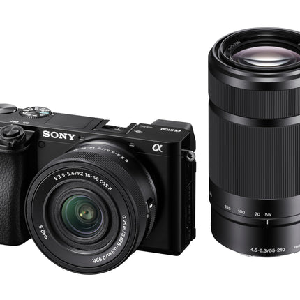 Sony New Alpha ILCE-6100X (Previously ILCE-6100Y) with Upgraded SELP1650 (Ver 2) Power Zoom Lens + SEL55210 Lens | 24.2 MP | APS-C Sensor | Fast Auto Focus | Tiltable LCD – Black 