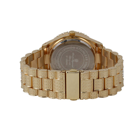 Charles Raymond Stainless Steel Mens Big Rocks Bezel With Color Roman Numerals Big Face Rollie Luxury Look Analog Watch - St10327 Rn Single (Gold Black R#), Band Color:Multicolor 