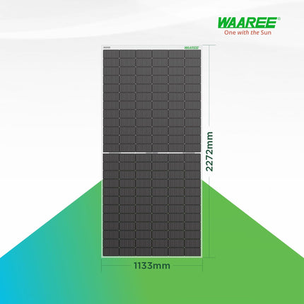 WAAREE II Single Solar Panel II 550 Watt Bifacial Mono Perc Solar Panel II 144 Half-Cut Cell,II 49.91 Voc III 21.36A II 30 Years Performance Warranty II (Bi-55-550-Pack of 1) 