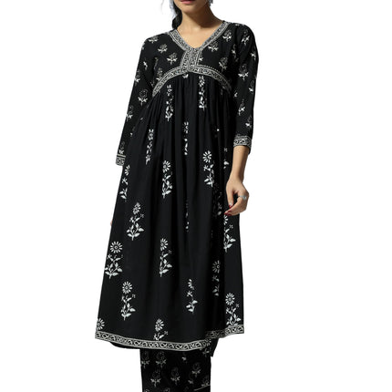 Libas Women's Pure Cotton Kurta Set (48993_Black 