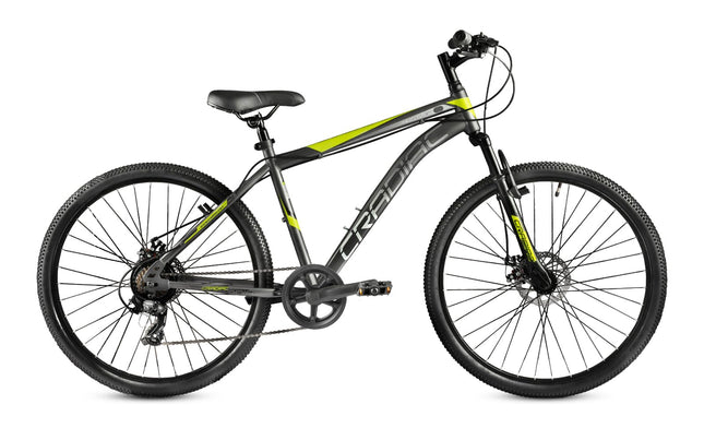 CRADIAC Hustler 7 Speed 26 inch Steel Geared High Performance Mountain Cycle for Men with Front Suspension & Dual disc Brakes | Ideal for 12+ Years, Unisex, Frame Size - 18.5 Inch 