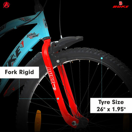 Avon Buke Draco 26T MTB Bicycles for Men |Frame Size: 18.5 Inches|Wheel Size: 26 Inches|Short Bent Handle Bars|Rigid Fork with Caliper Break with Centre Frame/Steel Rim(Matt Glossy Sky Blue) 