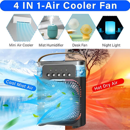 Portable-Air-Conditioner-Small-Ac-Quaite-Personal-Air-cooler-Usb-Power-Mini-Desktop-Cooling-Misting-fan-1/2/3-Timer-With-speed-360-Adjustable-Tap-For-Office-Room-Desk-Water-Tank-Home-Kitchen 