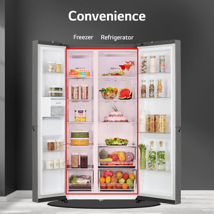 LG 655 L Frost-Free Smart Inverter Double Door Side-By-Side Refrigerator (GL-B257HDSY, Dazzle Steel, Express Freeze | Multi Air-Flow) 