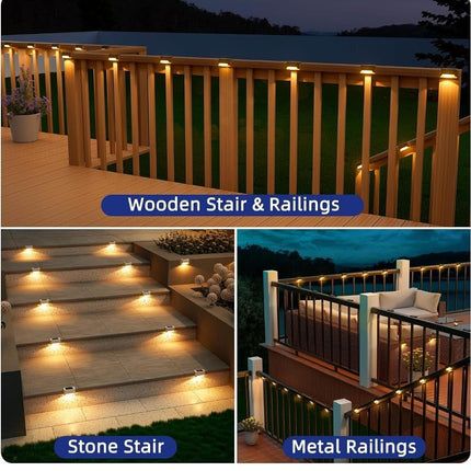 IDELLA Solar Deck Lights Outdoor, Solar Step LED Waterproof Lighting for Outdoor Deck, Patio, Driveway (Warm White) (4) 