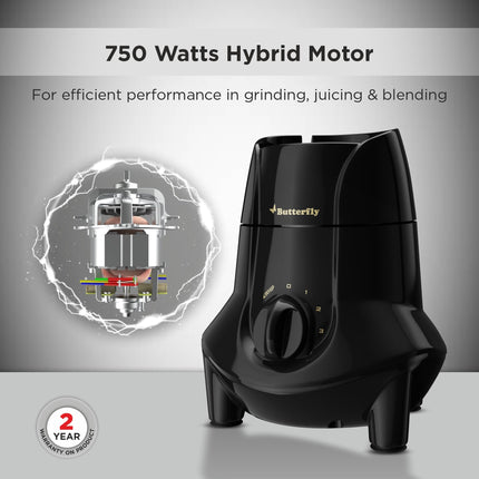 Butterfly Jet Elite Mixer Grinder, 750W, 4 Jars (Grey) 