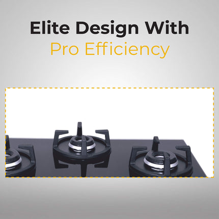 Whirlpool Hob 3 Burner Auto Ignition Gas Stove (Glass Ceramic, Elite Hybrid 703 Mt Gas Hob), Black 