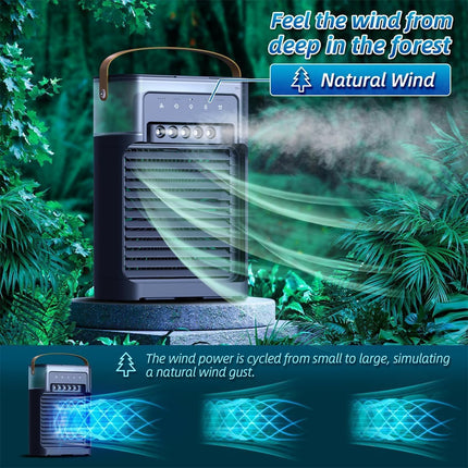 Portable-Air-Conditioner-Small-Ac-Quaite-Personal-Air-cooler-Usb-Power-Mini-Desktop-Cooling-Misting-fan-1/2/3-Timer-With-speed-360-Adjustable-Tap-For-Office-Room-Desk-Water-Tank-Home-Kitchen 