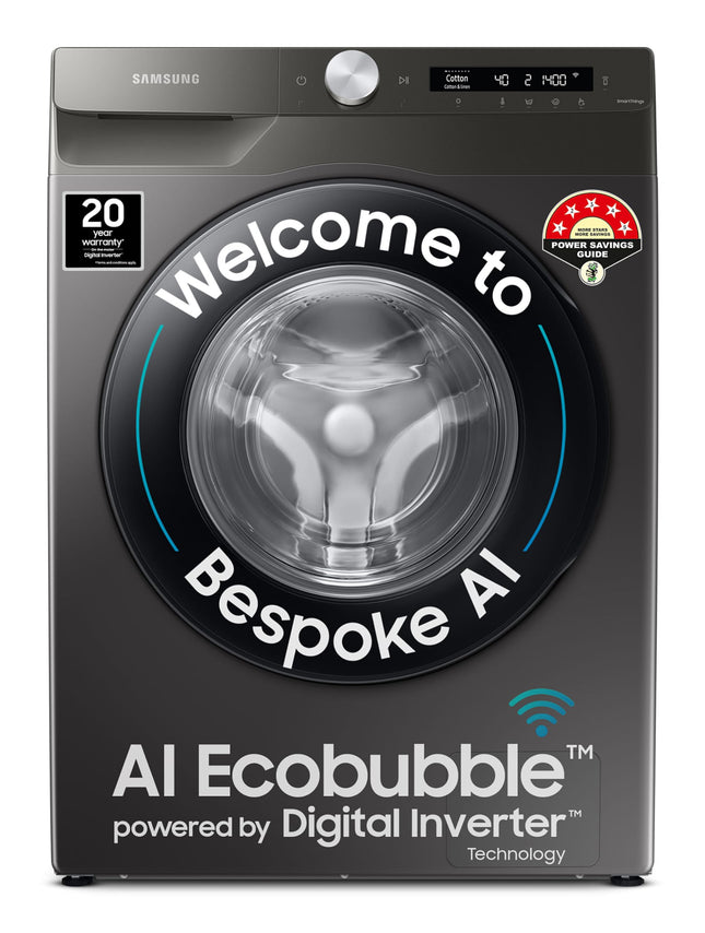 Samsung 8 Kg 5 Star Eco Bubble Technology, AI Control & Wi-Fi, Fully-Automatic Front Loading Washing Machine Appliance (WW80T504DAN1TL, Digital Inverter, In-Built Heater, Inox) 