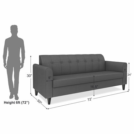 Adorn India Rio Elegant 3 Seater Sofa (Grey) (3 Year Warranty) 