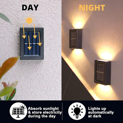 HAMITOR Solar Wall Lights Small Fence Lights Solar Powered Up Down LED Porch Light Luces Solares para Exteriores Garden Lights Outdoor Solar Landscape Lights Water (Pack of 1) 
