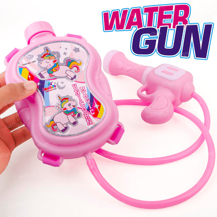 Zest 4 Toyz Holi Water Pichkari for Kids Unicorn Back Holding Tank Water Gun with 100 Water Balloons and Herbal Gulal for Holi Celebration 