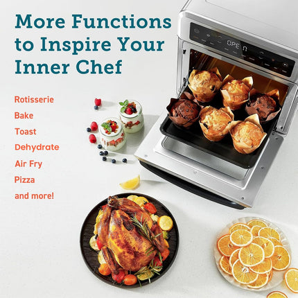 INALSA Air Fryer Oven With 23L Capacity|1700 W-16 Preset Programs |Digital Display and Touch Control| Rotisserie & Convection| 6 Accessories| Recipe Book|2 Year Warranty-Aero Smart23 