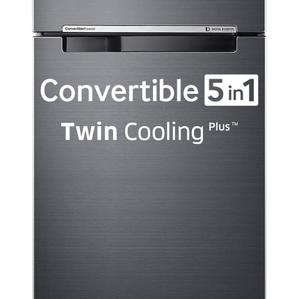 Samsung 322 L, 3 Star, Convertible 5-in-1 Digital Inverter with Display Frost Free Double Door Refrigerator (RT37C4523B1/HL, Black Matt) 