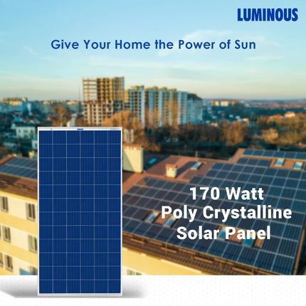 Luminous BIS Certified Polycrystalline 170 Watt Solar Panel for Home with PID Resistance Technology and Severe Weather Resilience (12 Volt) 