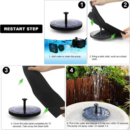 Verilux Plastic Fountain Solar Power Floating Water Pump For Pool Pond Garden And Patio Plants Round 7V 1.4W (Black) 