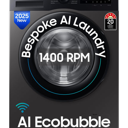 Samsung 12 kg, 5star, AI Ecobubble, Super Speed, Wi-Fi, Hygiene Steam with Inbuilt Heater, Digital Inverter, Fully-Automatic Front Load Washing Machine (WW12DG5B24AXTL, Inox) 